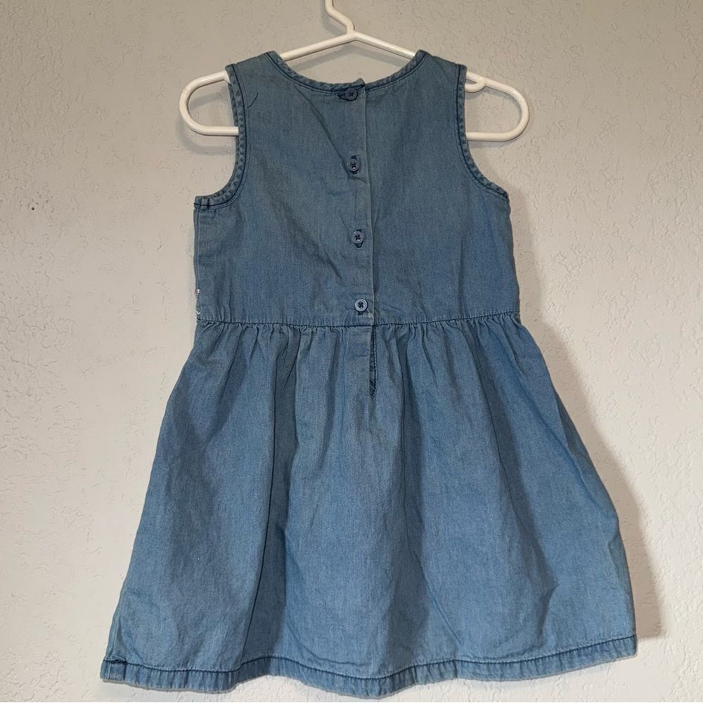 Kid's Gymboree Denim Chambray Blue Dress with Pink Embroidery - Picture 7 of 8